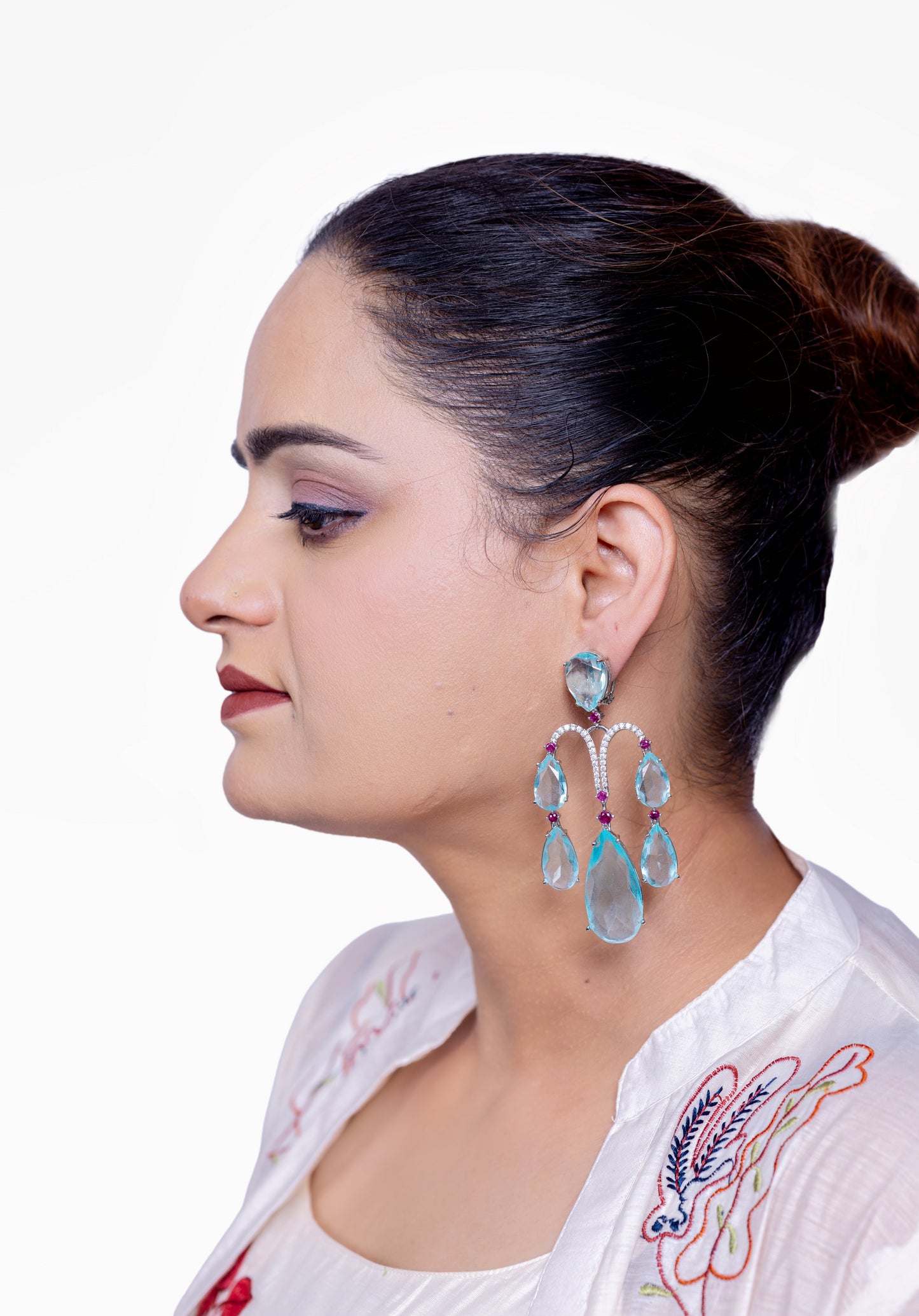 π Celestial Cascade Earrings β Blue Topaz and Amethyst Symphony