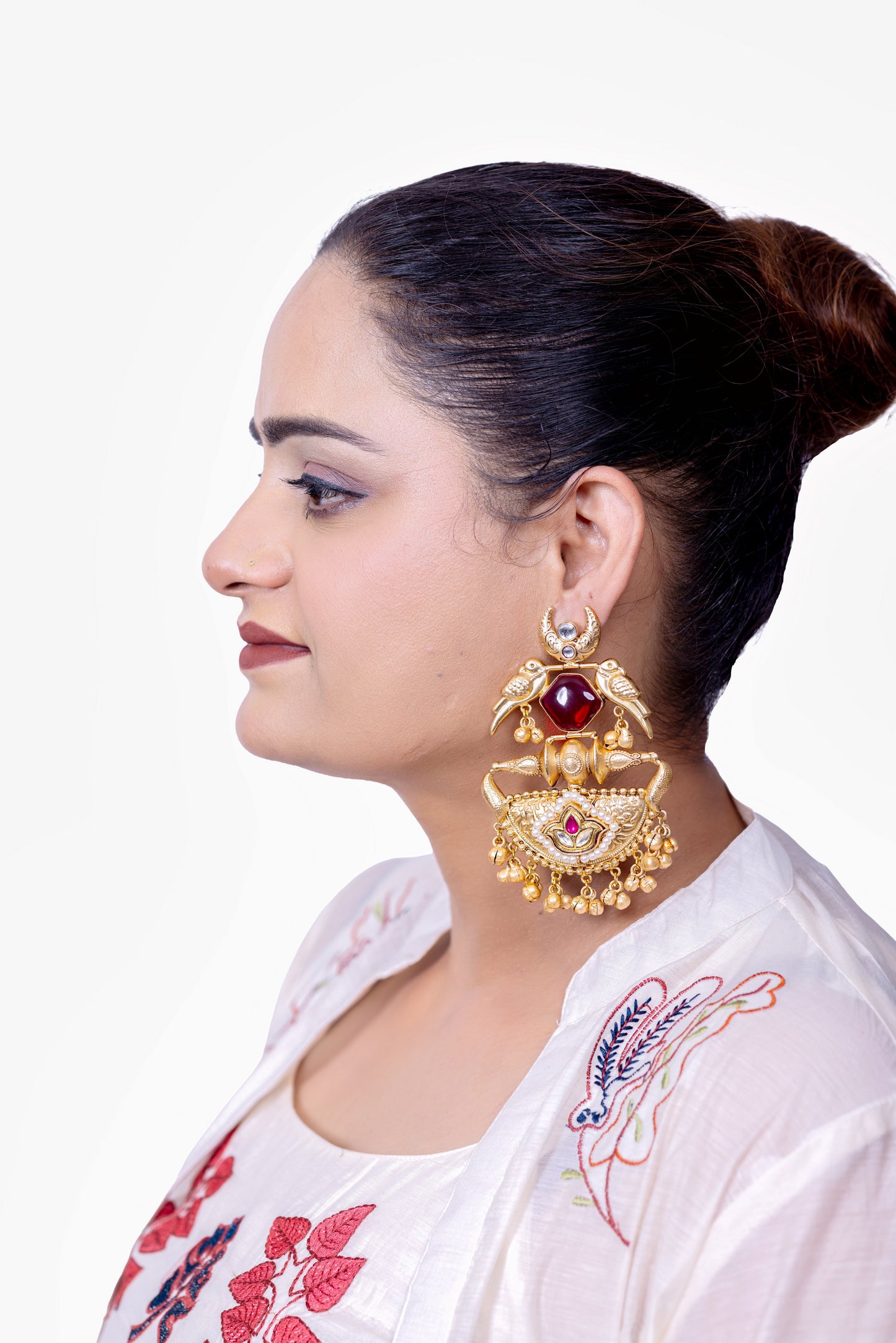 💖Kashmiri Heritage Earrings with Ruby Stone – Grand Statement Edition