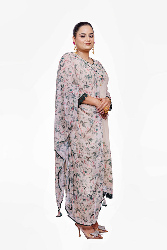 Green Floral Design Kurta Set with Dupatta