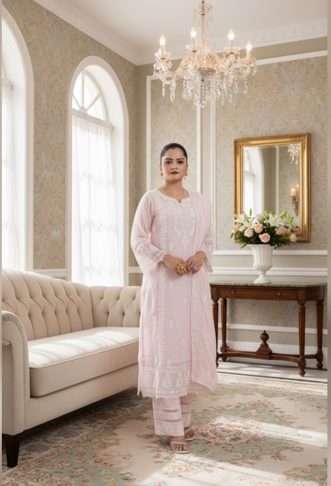 Pink Chanderi Silk Suit