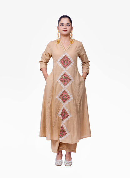 beige A-line coord set
