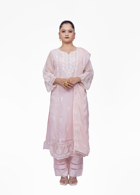 Pink Chanderi Silk Suit