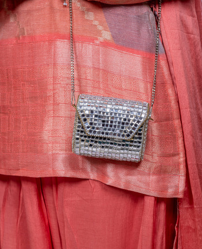✨ Rectangular Silver Mosaic Mini Clutch