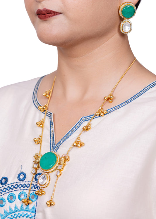 💚Kashmiri Necklace & Earring Set with Green Enamel – The Valley Grace