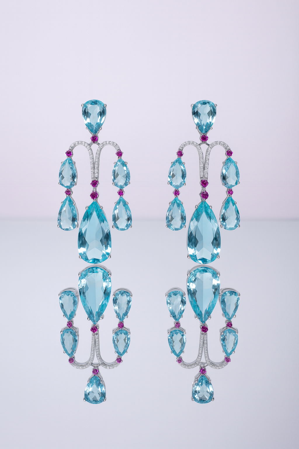 💎 Celestial Cascade Earrings – Blue Topaz and Amethyst Symphony