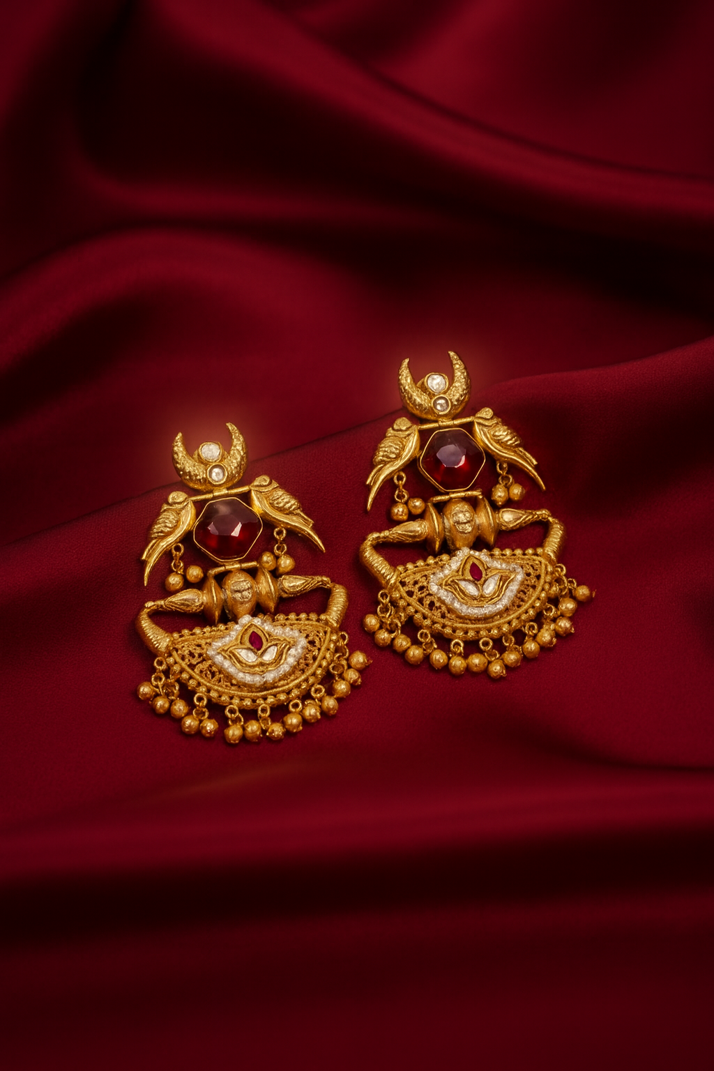💖Kashmiri Heritage Earrings with Ruby Stone – Grand Statement Edition
