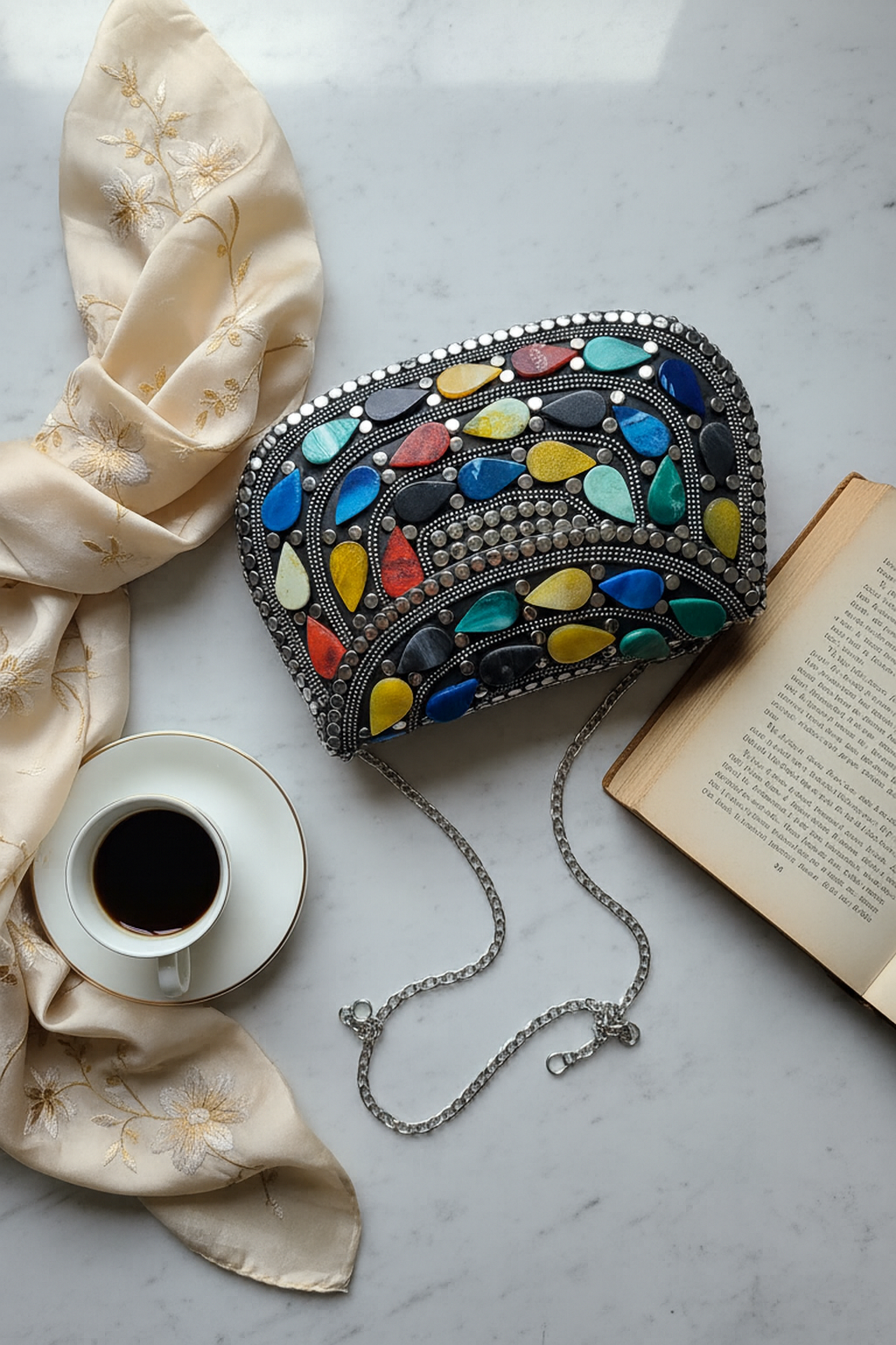 🌈Multicolor Mosaic Party Clutch – Handcrafted Glam Edition