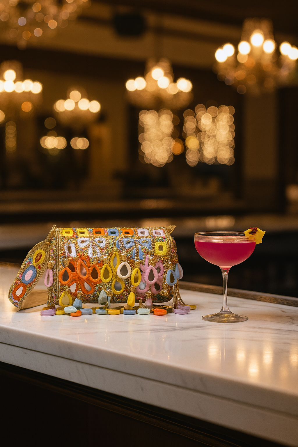 Handcrafted Multicolour Mirror-Work Beaded Clutch