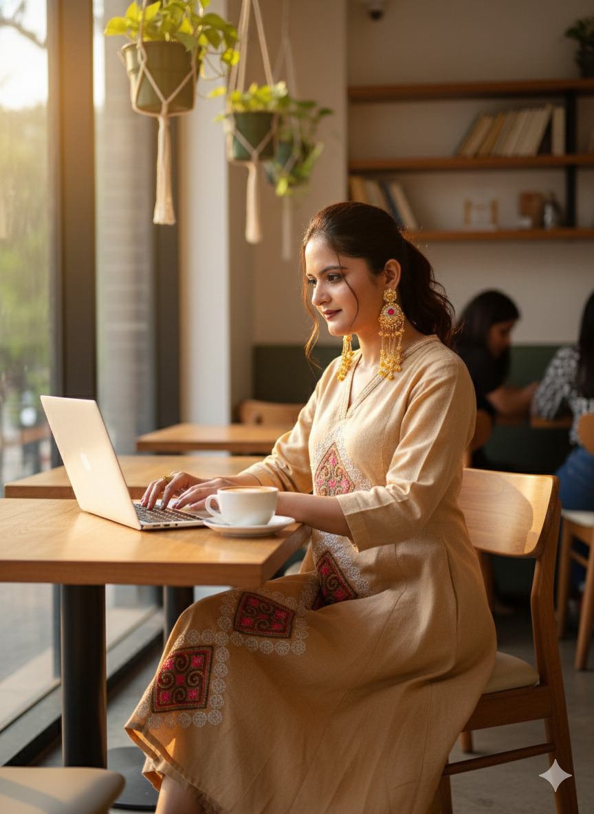 beige A-line coord set