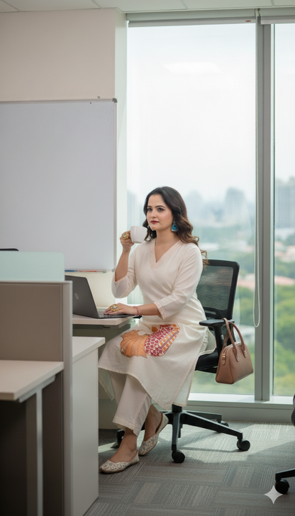 🌸 Ivory Cotton A-Line Umbrella Co-ord Set 🌸