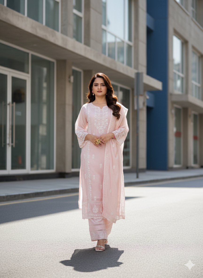 Pink Chanderi Silk Suit