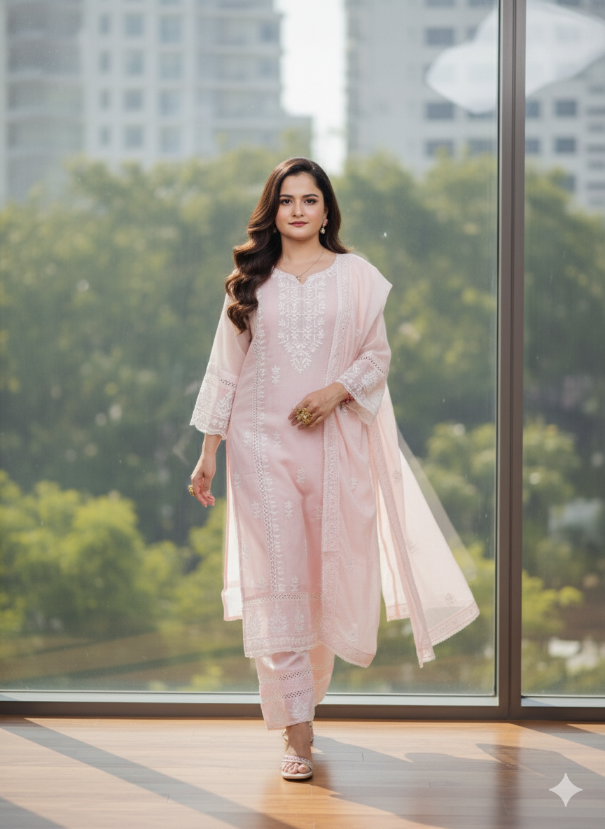 Pink Chanderi Silk Suit