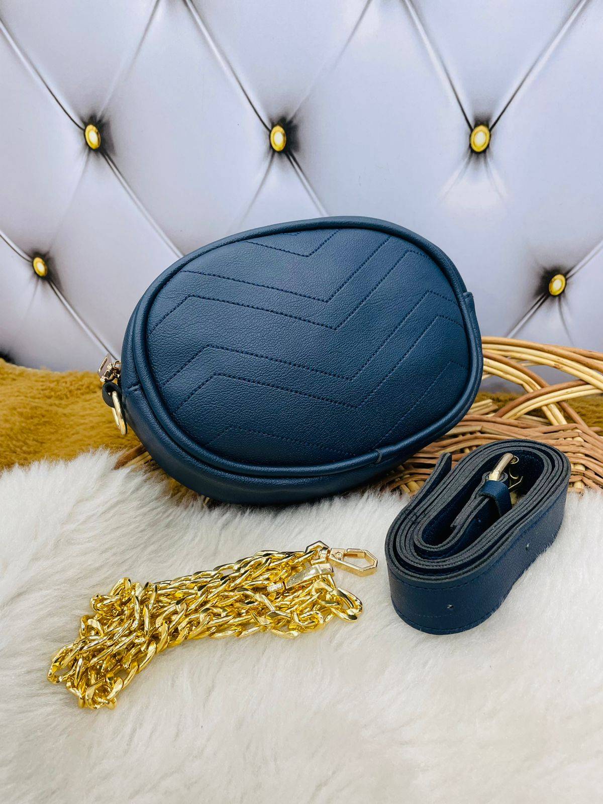 💙Midnight Blue 2-in-1 Waist & Chain Purse – Convertible Chic Edition